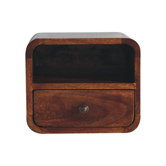 12" Brown Solid Wood Square One Drawer Floating Nightstand