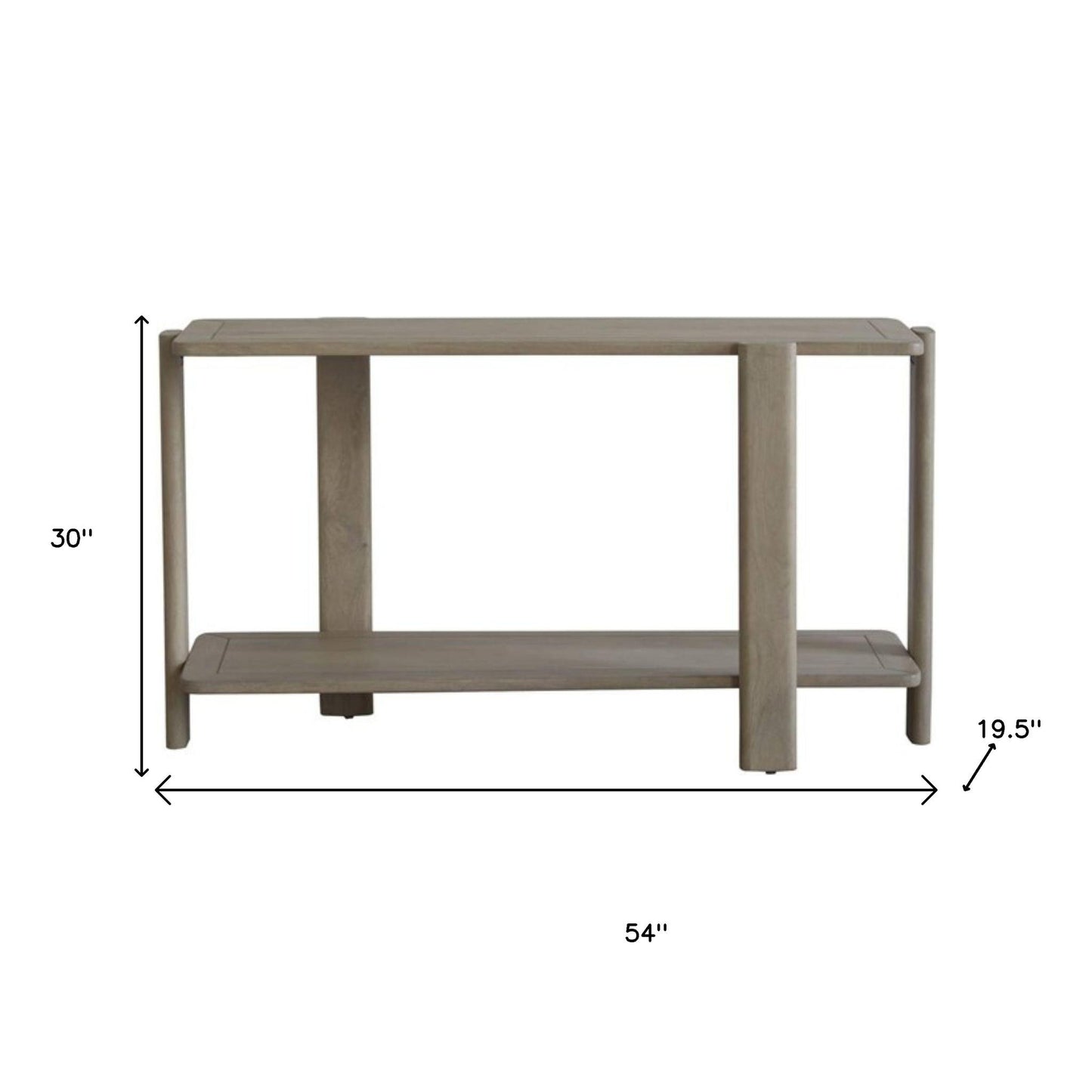 54" Natural Solid Wood Distressed Console Table With Shelf