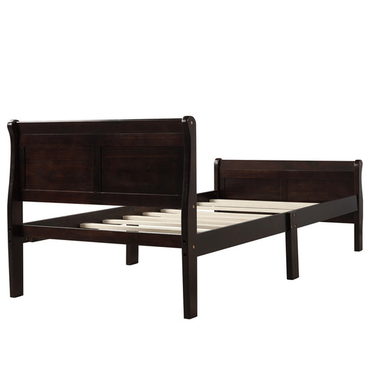 Wood Platform Twin Bed Frame With Headboard, Footboard & Wood Slat Support