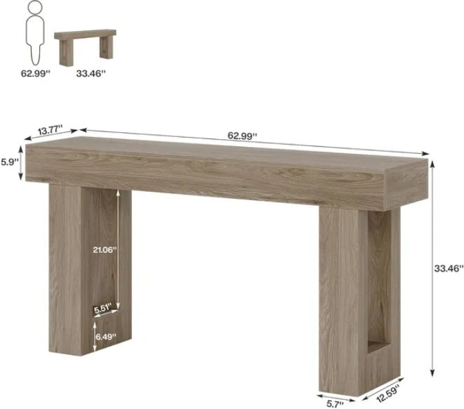 Long Console Table Wooden Rectangular Sofa Table Behind The Couch