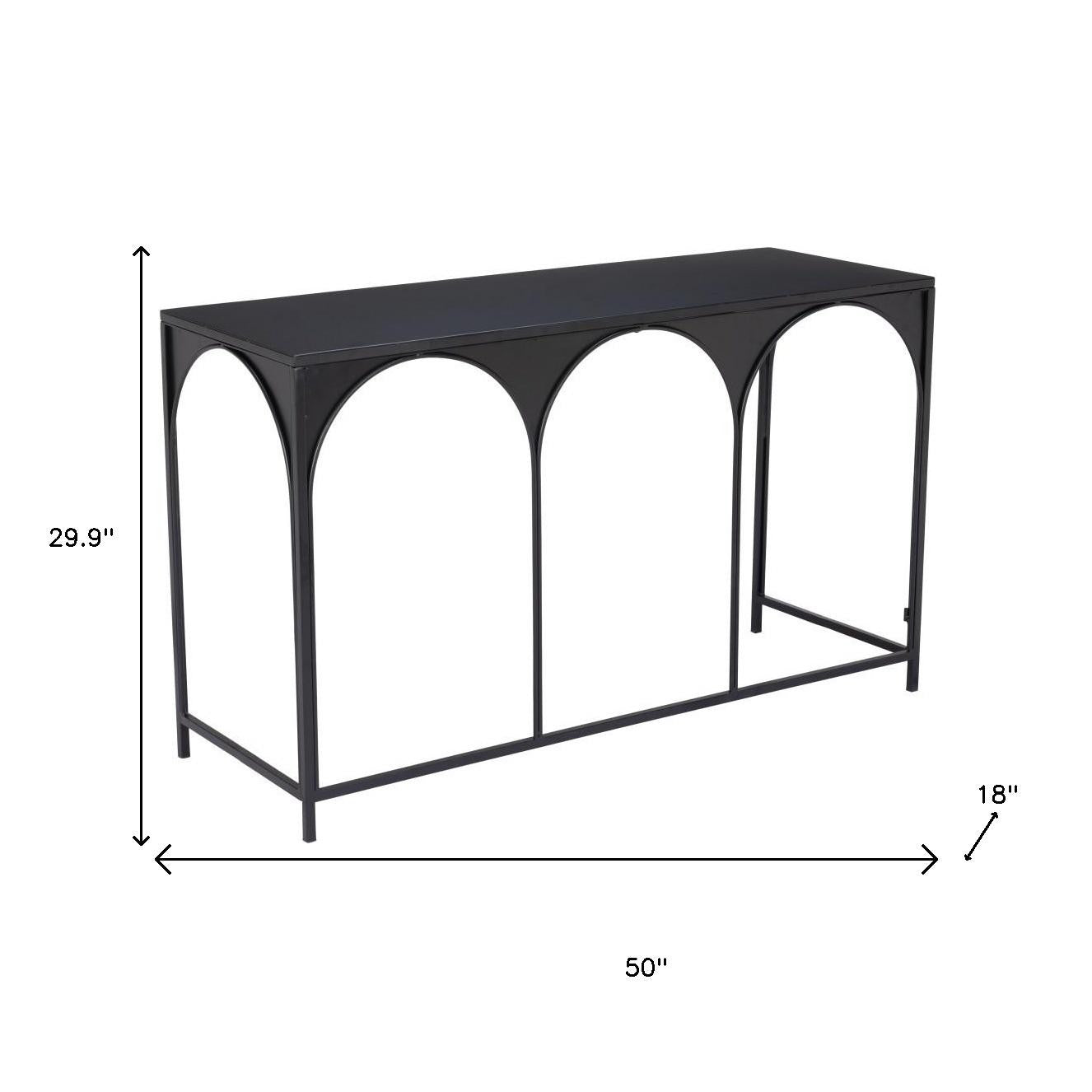 50" Black Steel Frame Console Table