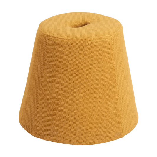 19" Yellow and Orange Fabric Round Ottoman