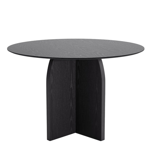 45" Black Solid Wood Pedestal Base Round Top Dining Table