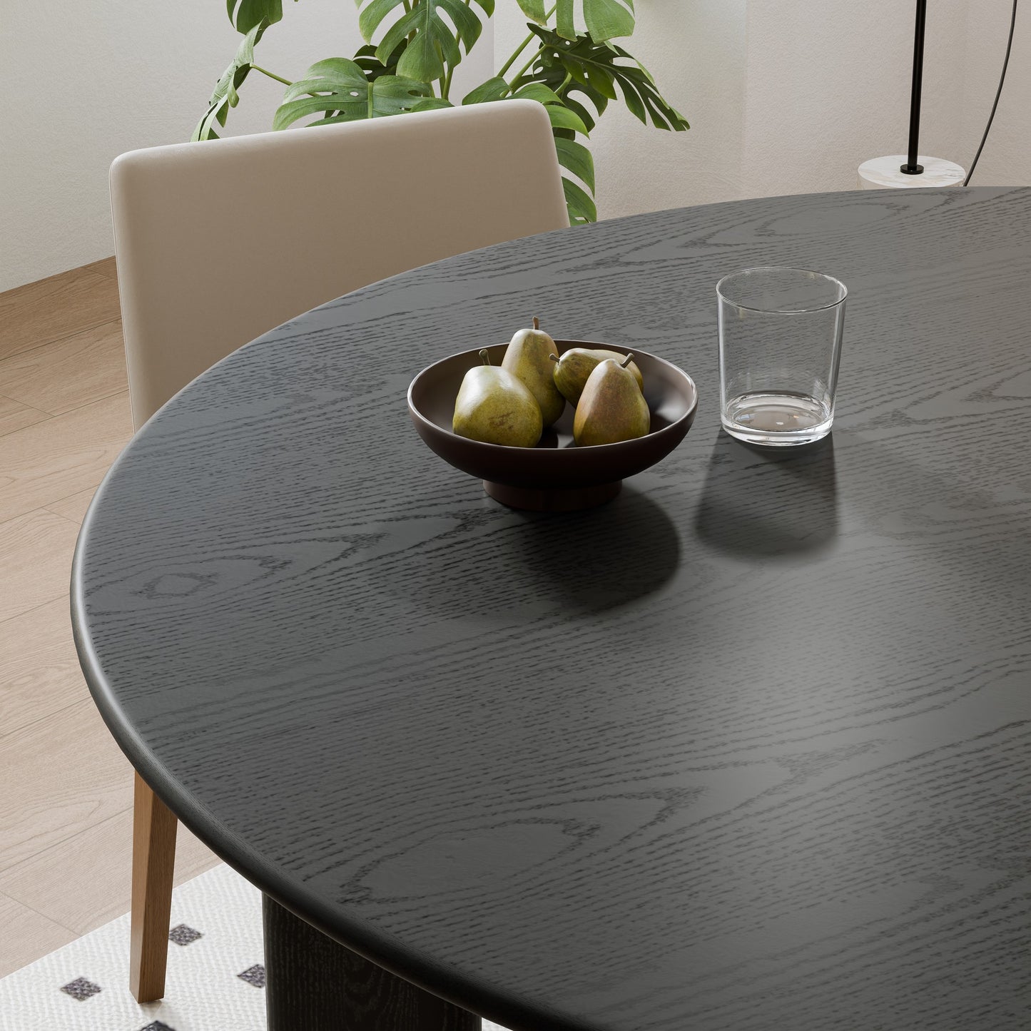 45" Black Solid Wood Rounded Bar Table