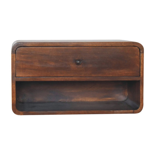 22" Brown Solid Wood One Drawer Floating Nightstand