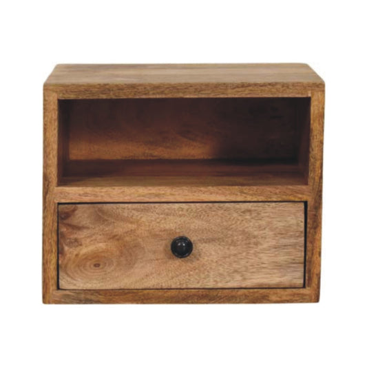 12" Brown Solid Wood One Drawer Floating Nightstand