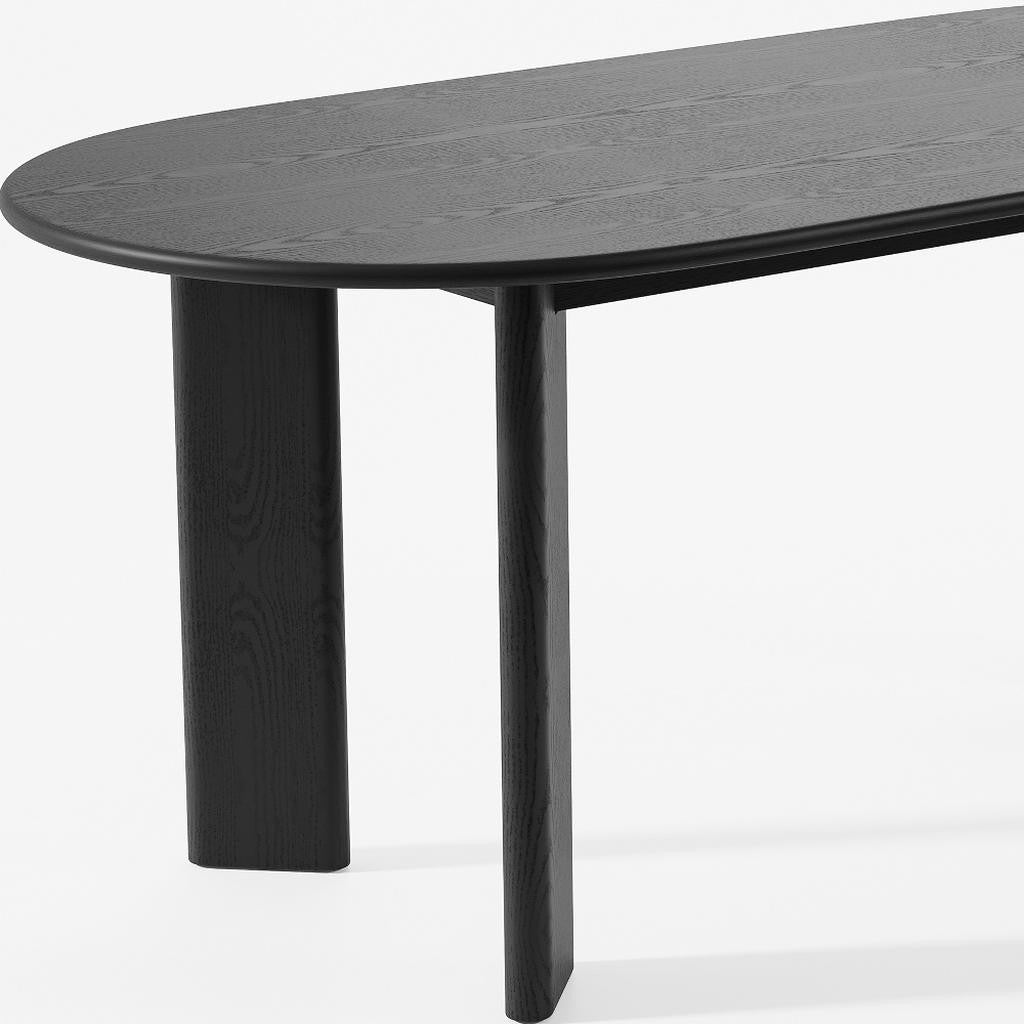 66" Black Solid Wood Oval Dining Table