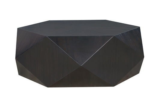 50" Black Wood Hexagon Block Coffee Table