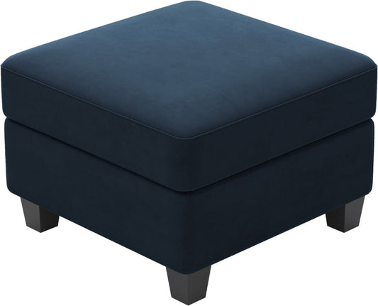 25" Blue and Black Velvet Storage Ottoman
