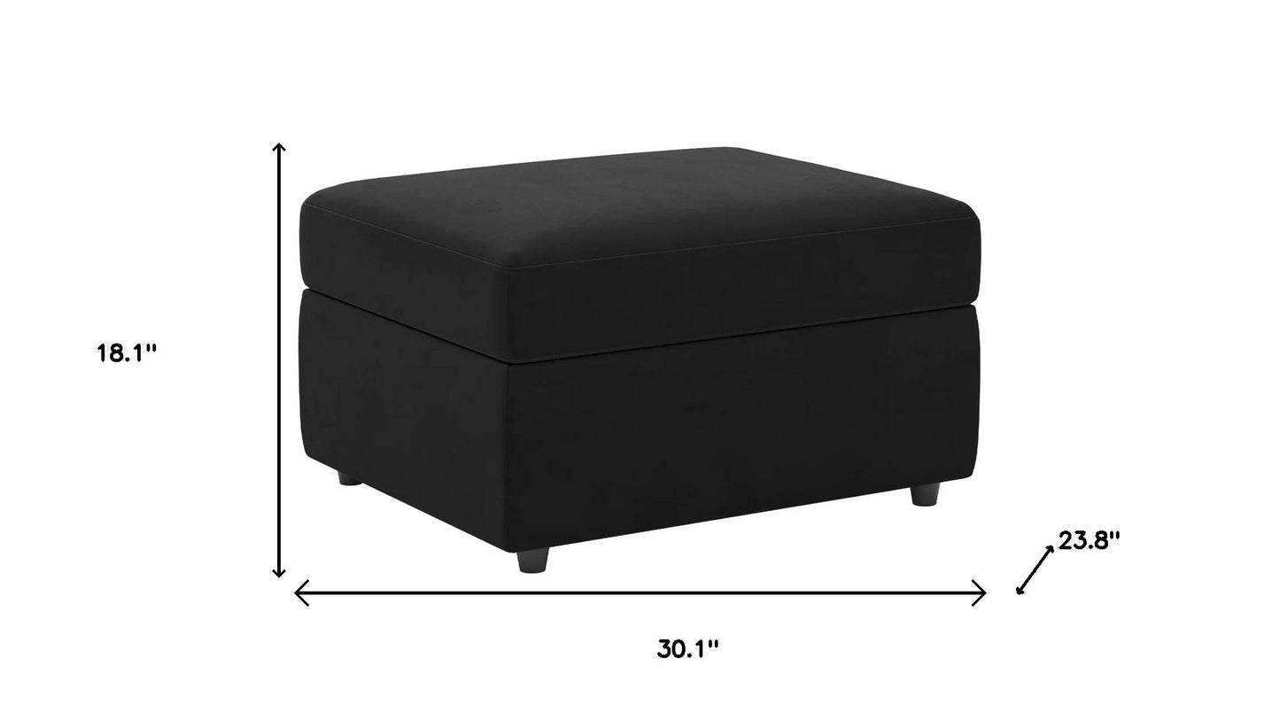 30" Black Velvet Storage Ottoman