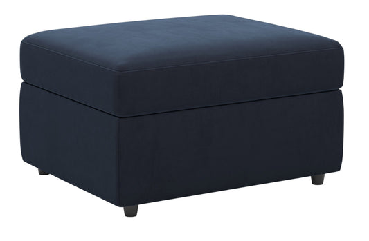 30" Blue and Black Velvet Storage Ottoman