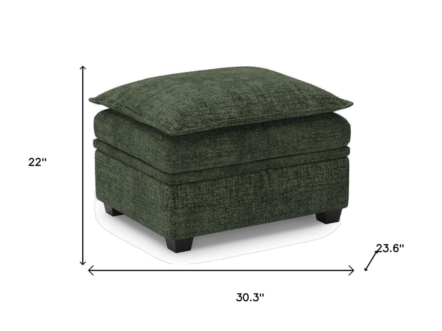 30" Gray and Black Chenille Storage Ottoman