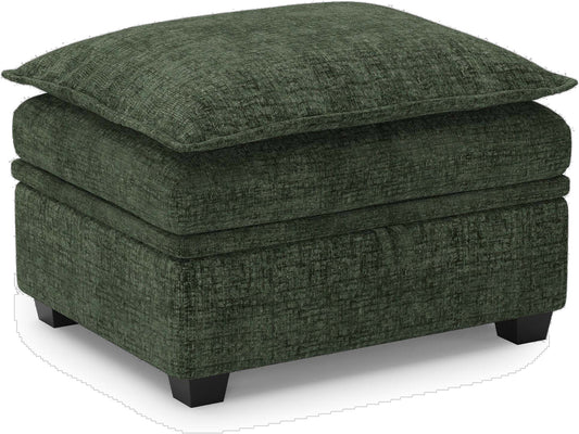 30" Gray and Black Chenille Storage Ottoman