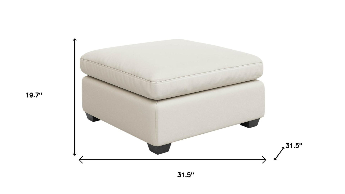 32" Beige and Black Velvet Footstool