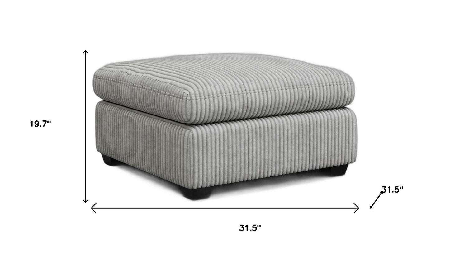 32" Gray and Black Corduroy Footstool