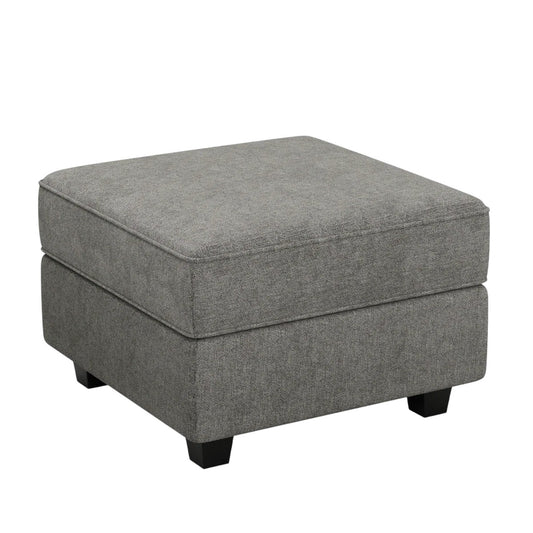 26" Light Gray and Black Velvet Storage Ottoman