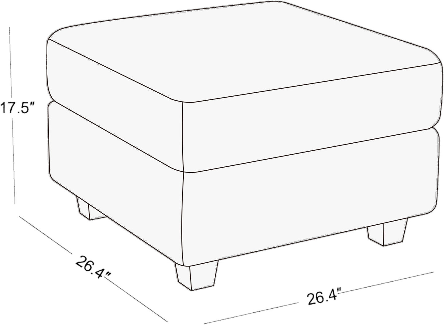 26" Beige and Black Faux Leather Storage Ottoman