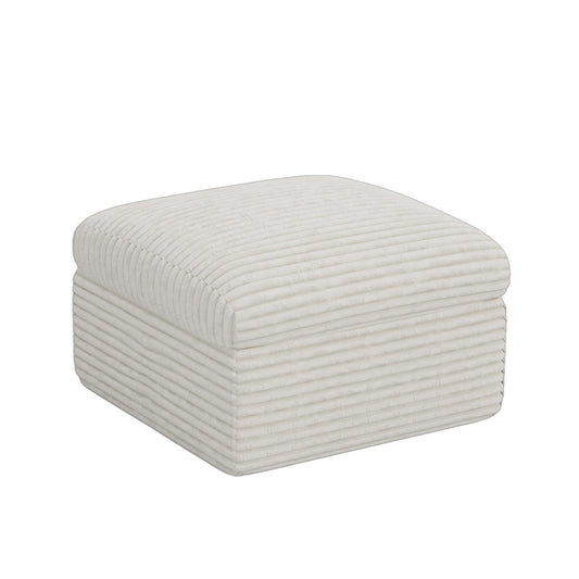 30" Beige Corduroy Footstool