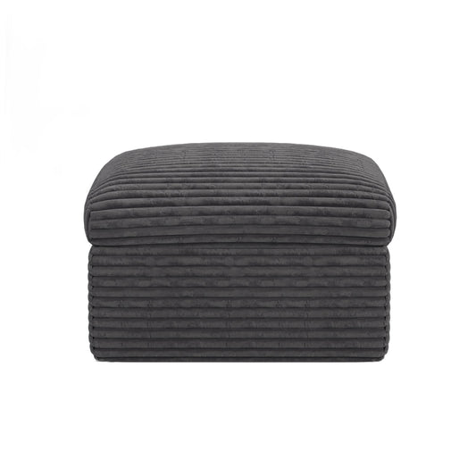 30" Gray Corduroy Footstool
