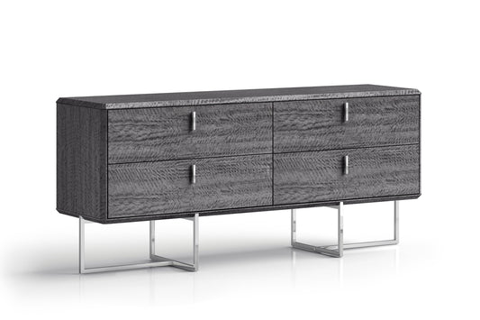 70" Gray Wood Four Drawer Double Dresser