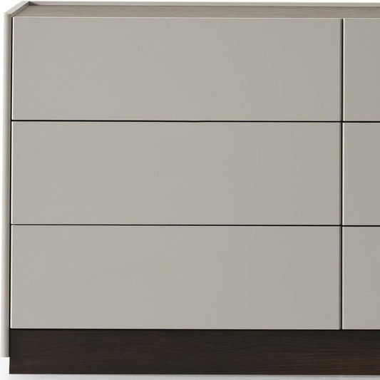60" Gray Wood Six Drawer Double Dresser