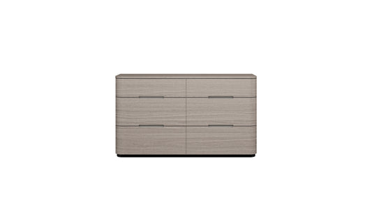 56" Beige Wood Six Drawer Double Dresser