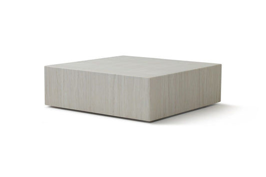 35" Beige Genuine Marble and Marble Square Wheel Coffee Table