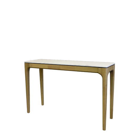 47" White and Natural Wood and Solid Wood Console Table
