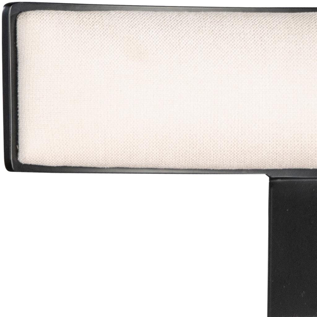 26" White and Black Linen and Steel Counter Height Swivel Bar Chair