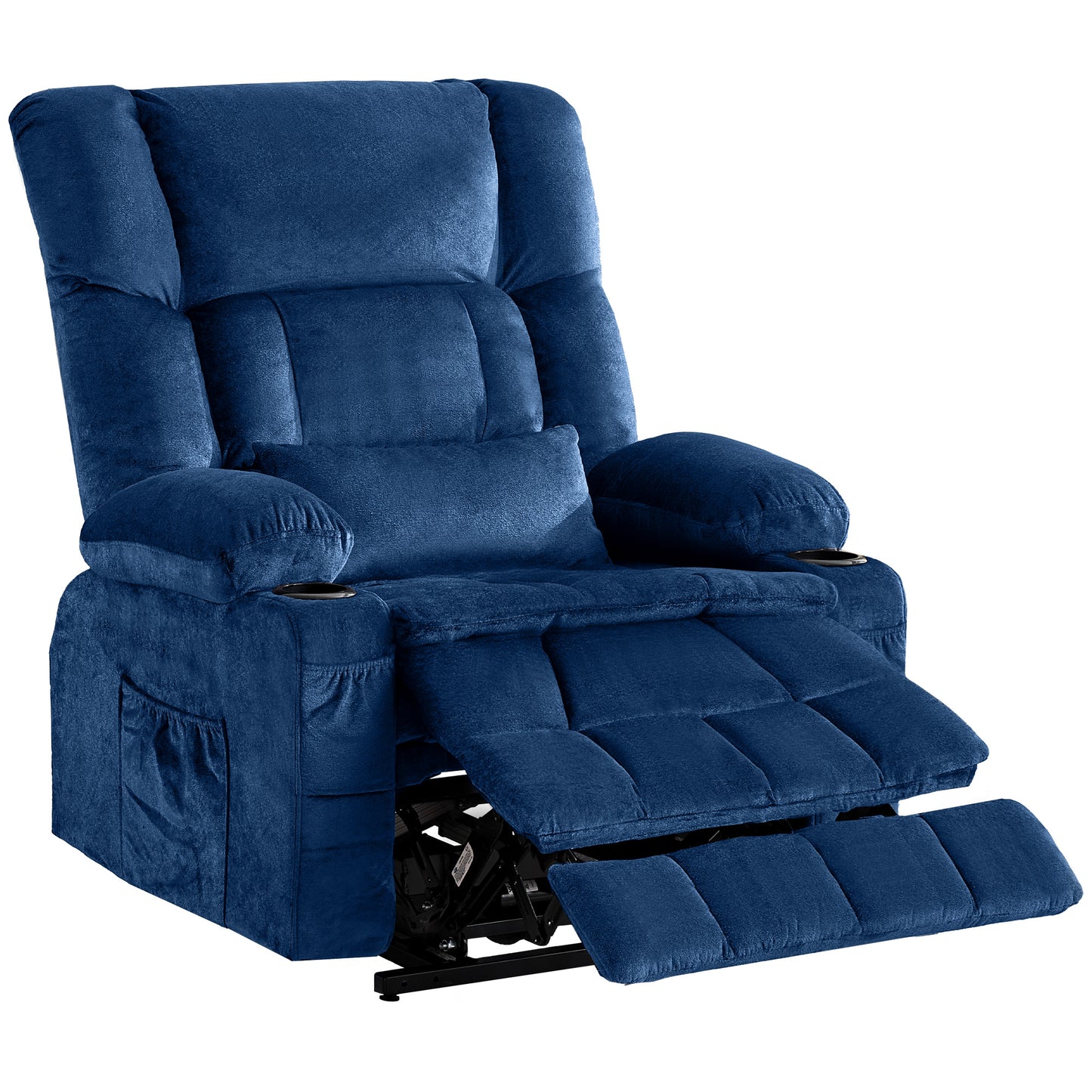 38" Blue Tufted Velvet Heated Massage Lift Assist Recliner With USB