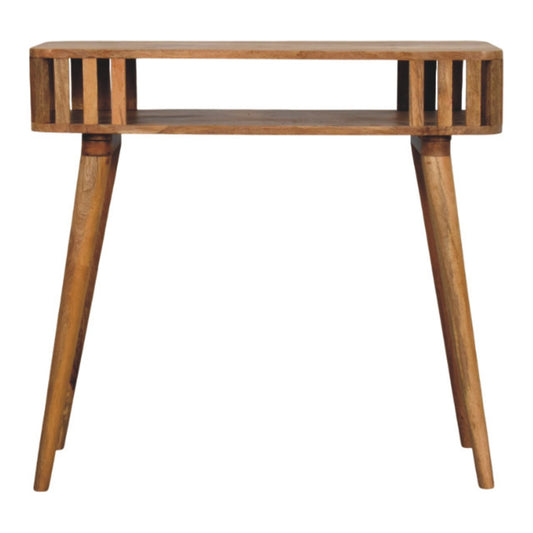 33" Brown Solid Wood Solid Console Table With Shelf And With Two Drawers