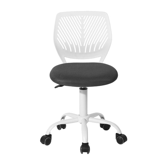 Gray and White Adjustable Height Swivel Rolling Office Chair
