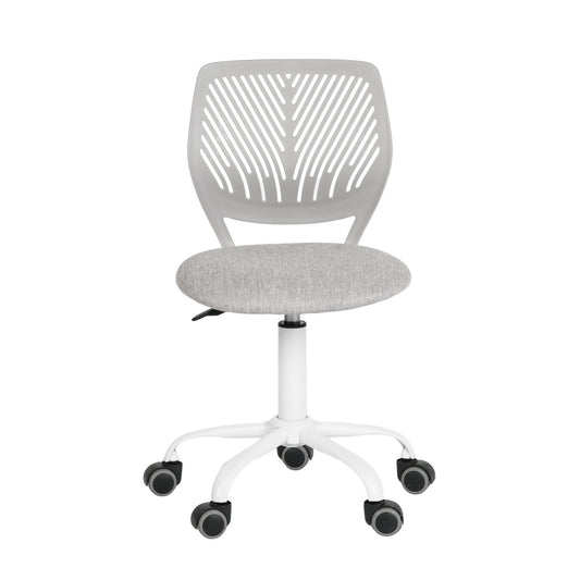 Gray and White Adjustable Height Swivel Rolling Office Chair