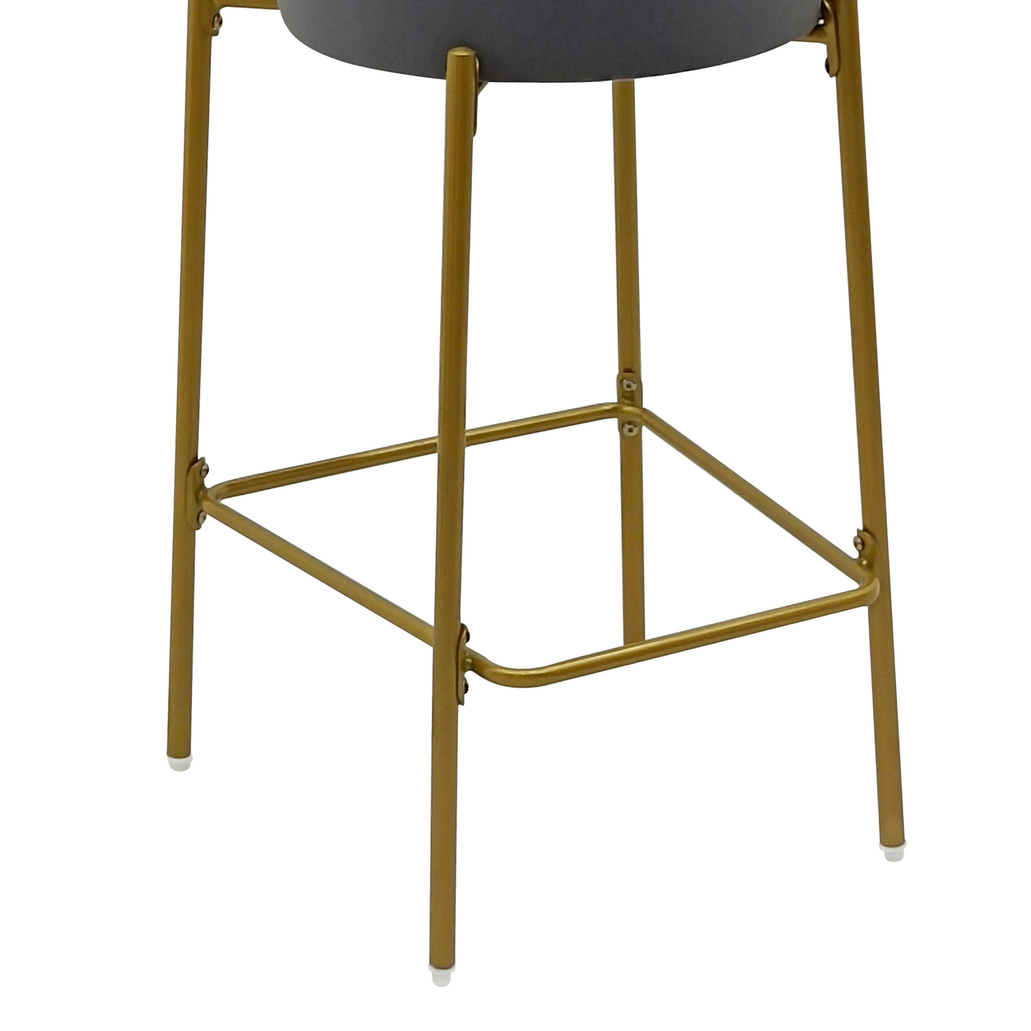 Set of Two 29" Gray and Gold Velvet and Metal Low Back Bar Height Bar Chairs