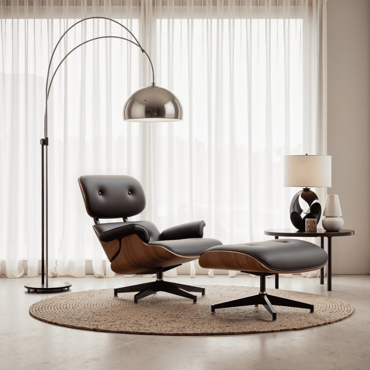 Recliner Chair With Ottoman, Lounge Chair With Wide Armrest, Mid Century Accent Chair With Heavy Duty Base Support