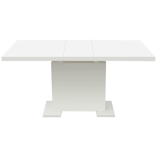 Kitchen Table High gloss white MDF and Steel Extendable