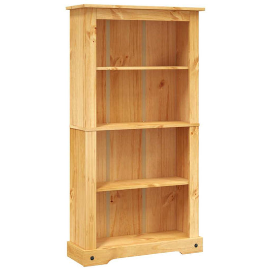Bookcase Brown Solid Waxed Pinewood Medium Bookcase Rectangular