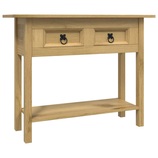 Console Table Brown Solid waxed pinewood 36.6 x 13.6 x 28.7 in