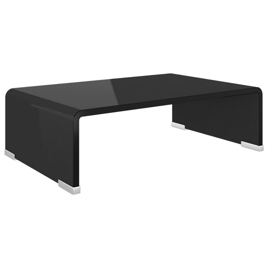 TV Stand Black Tempered glass, plastic Medium Sleek TV Stand