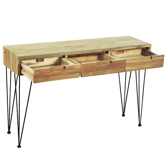 Console Table Brown Recycled solid teak and wrought iron