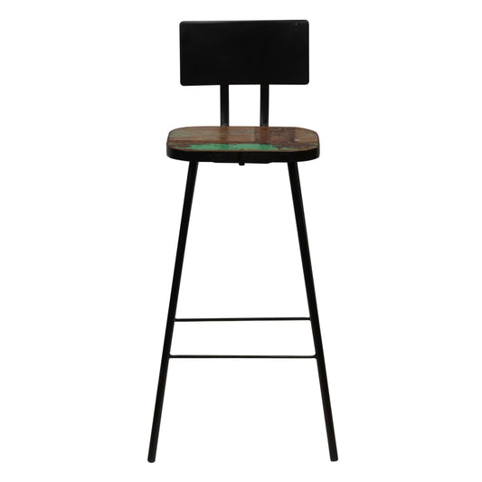 Bar Chair Set of 4 Multicolour Solid reclaimed wood and steel