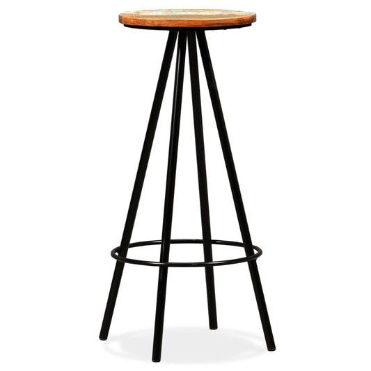 Bar Stool Set of 2 Multicoloured Solid reclaimed wood and steel