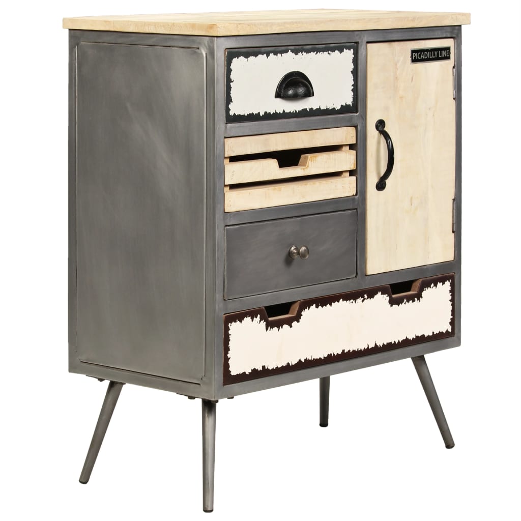 Sideboard Natural Mango Wood With Steel Accents