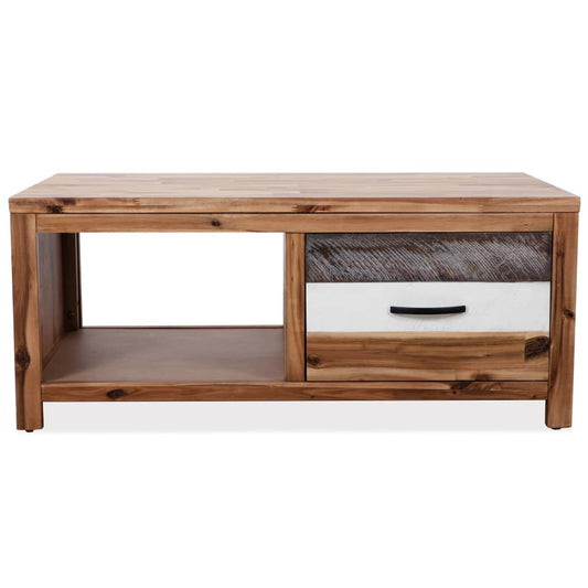 Coffee Table Brown, Black, White Solid acacia wood, MDF