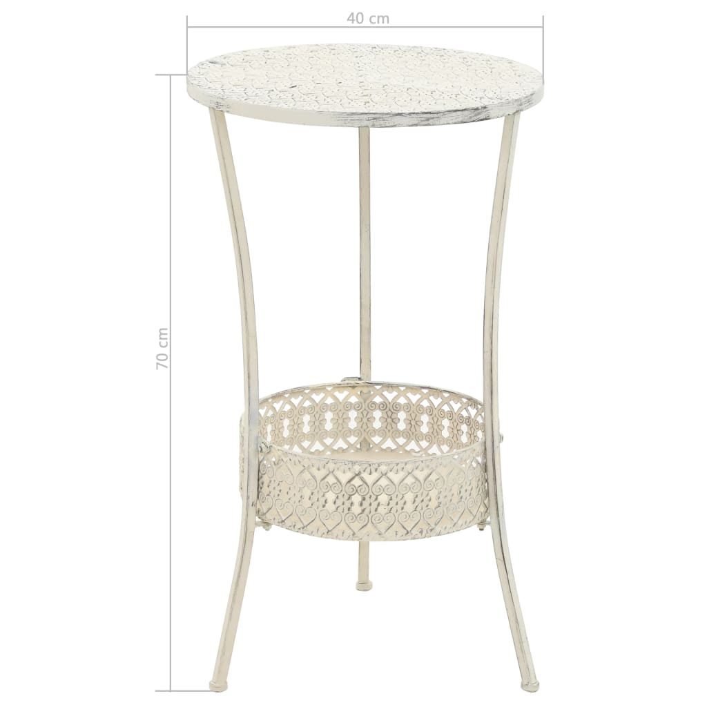 Table White Metal Small Bistro Table Round Vintage