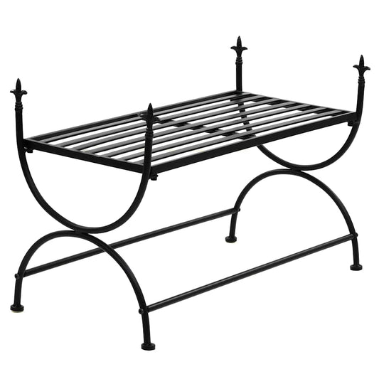 Bench Black Metal Medium Decorative Inlays Bench Rectangular