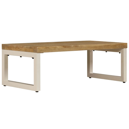 Coffee Table Natural wood and white steel Solid mango wood and steel