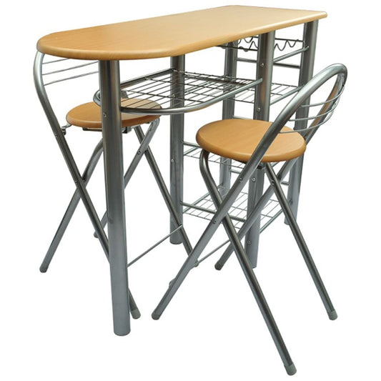 Dining Table And Chair Light Brown MDF Small Foldable
