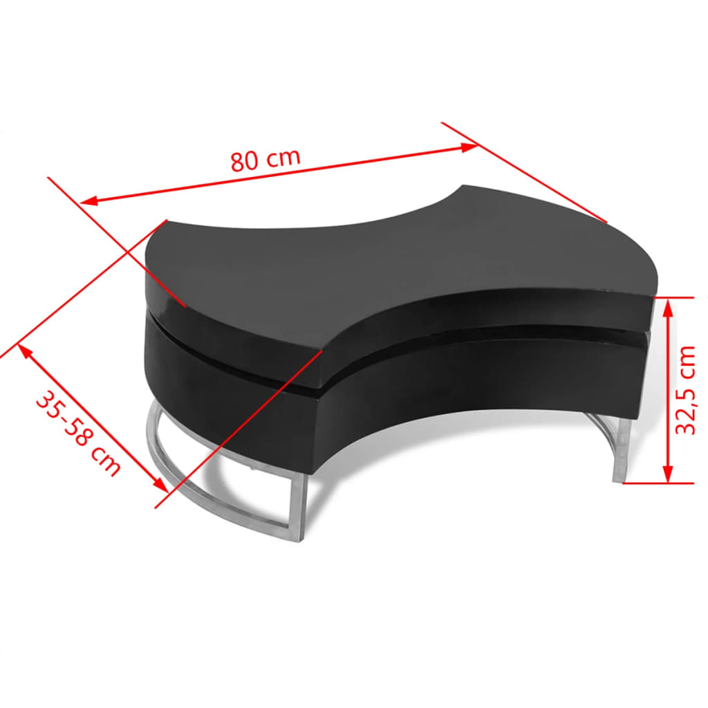 Coffee Table High gloss black MDF and Stainless Steel