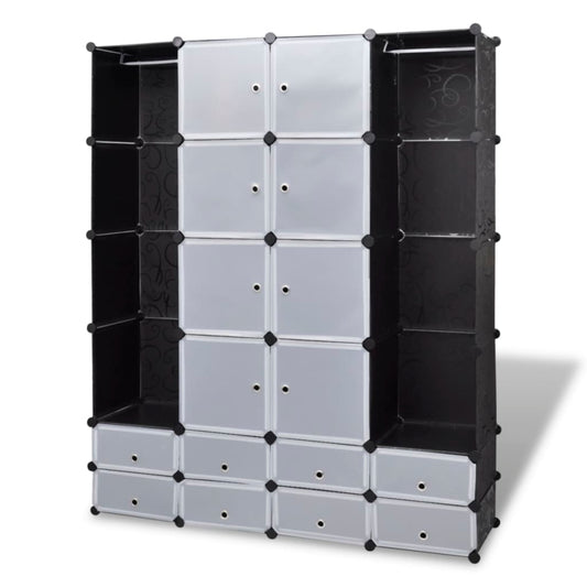 Modular Storage Black and White Plastic and steel wire